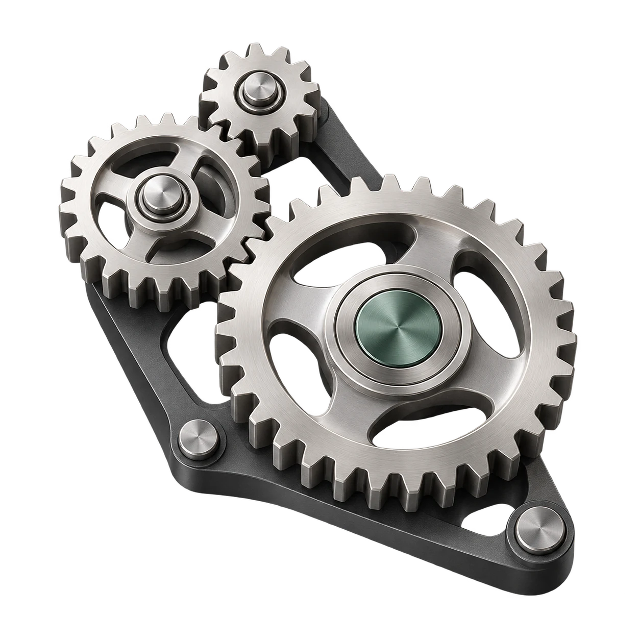 Three interlocking precision gears representing coordinated business processes